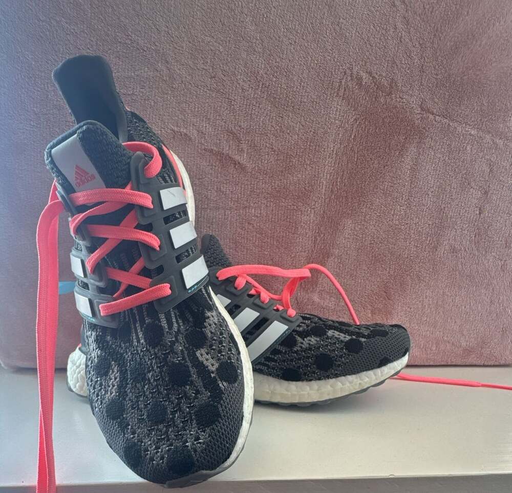 Adidas Women's UltraBoost 5.0 DNA Polka Dot Grey Acid Red Running Shoes GZ0399